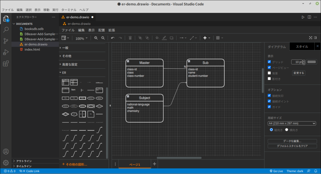 Visual Studio CodeでER図を描く