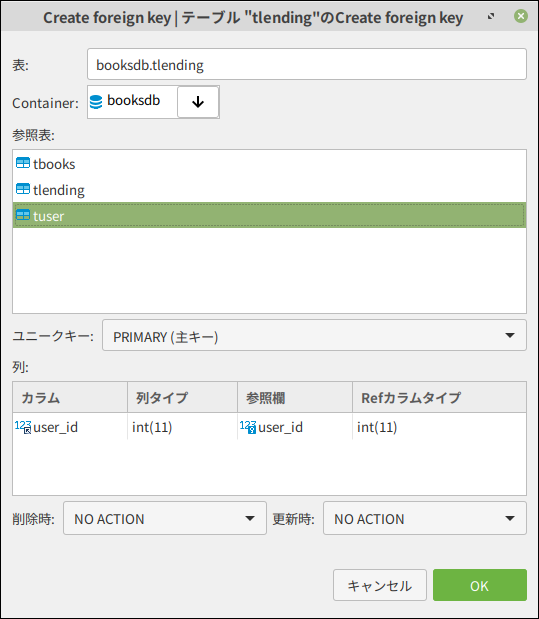 利用者テーブルと関連付ける