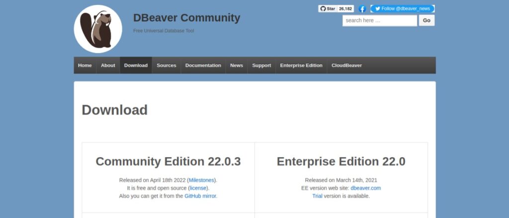 DBeaverダウンロード